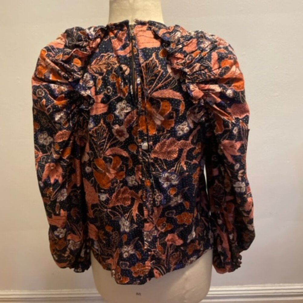 Ulla Johnson Crew Neck Statement Sleeve Blouse In… - image 3